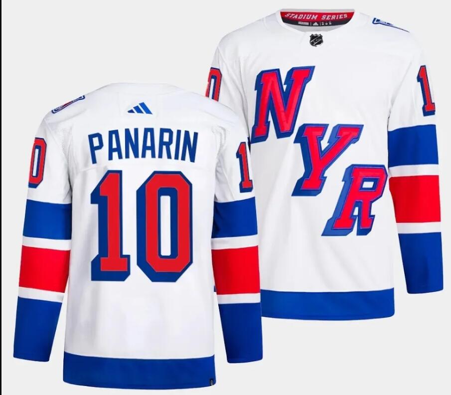 Men New York Rangers 10 Panarin white 2024 Hockey Stadium Series White Jersey